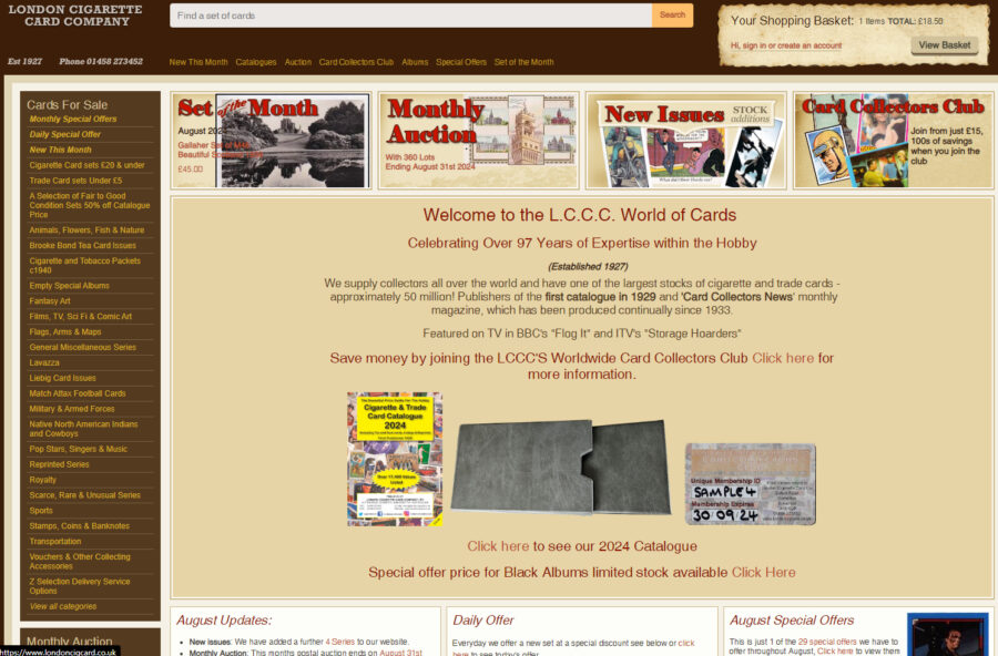 cigarette cards for sale uk LCCC Collectable Cards